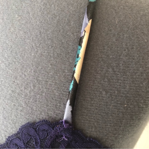 Vintage Floral Camisole Slip Top Purple Lace Satin Rosette Romantic Lingerie Med - Picture 4 of 16